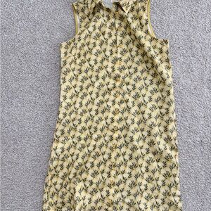 Garnet Hill Yellow Leaf Pattern Linen Top